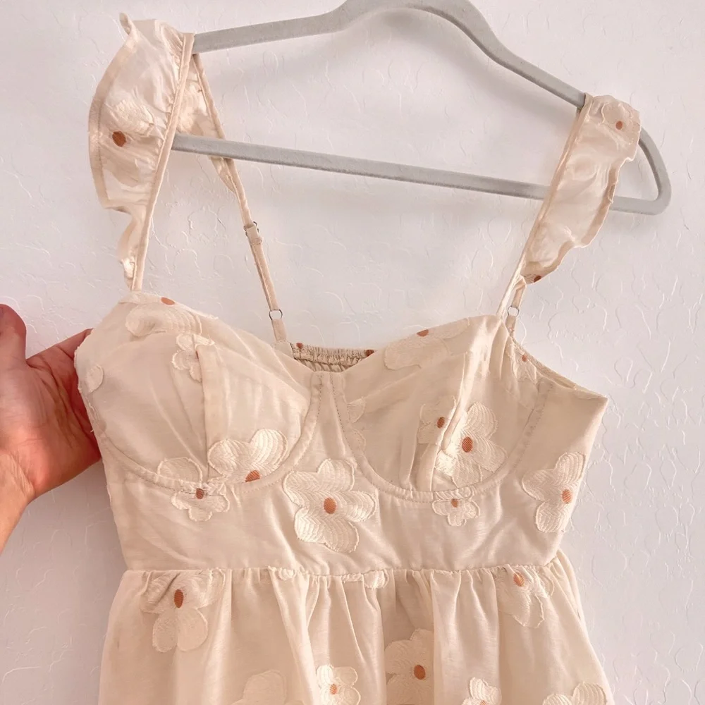 NWOT Storia Patchwork Daisy Babydoll Mini Dress - Picture 3 of 9
